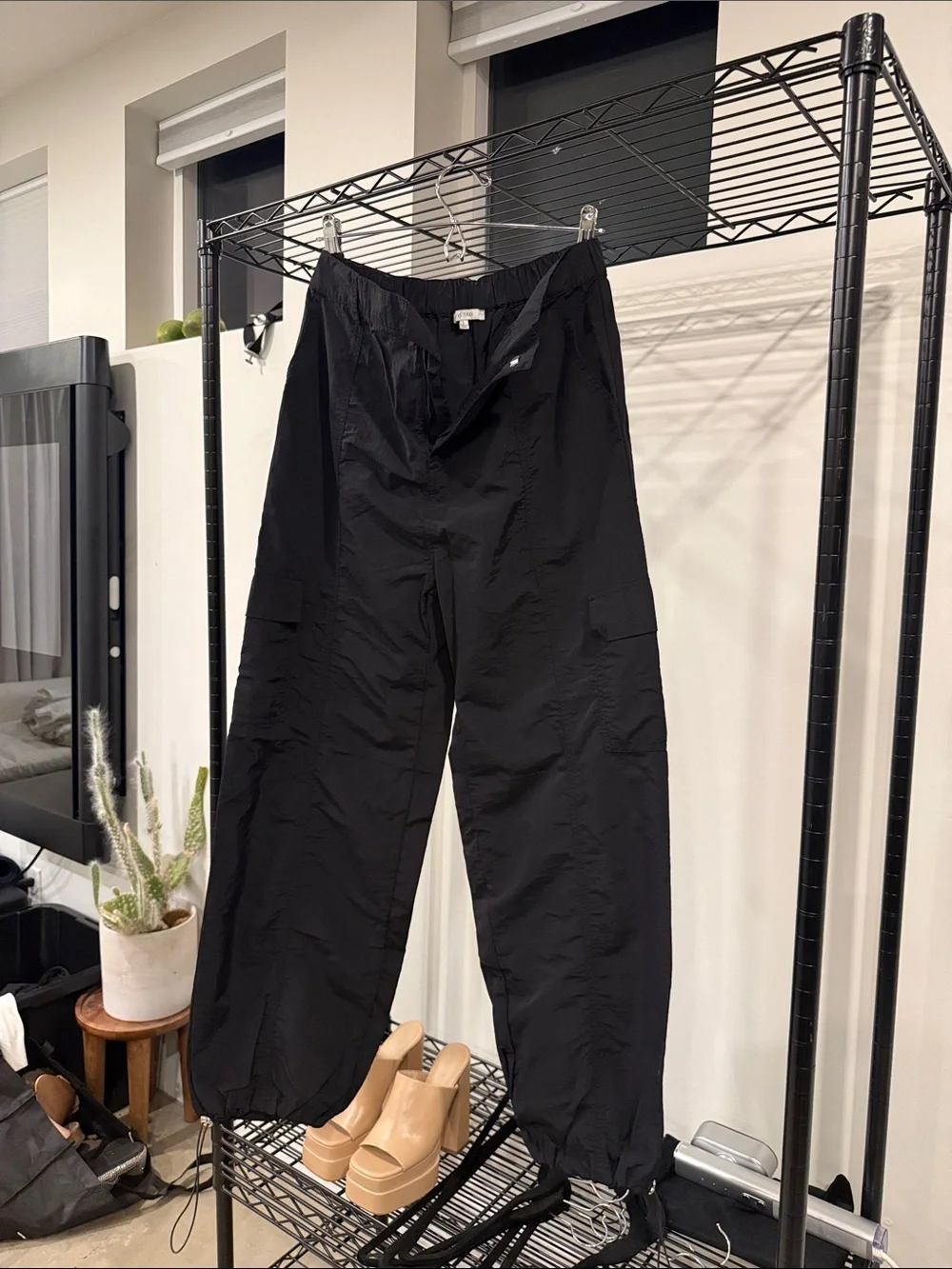 Black Cargo Jogger Pants oversized look for small body